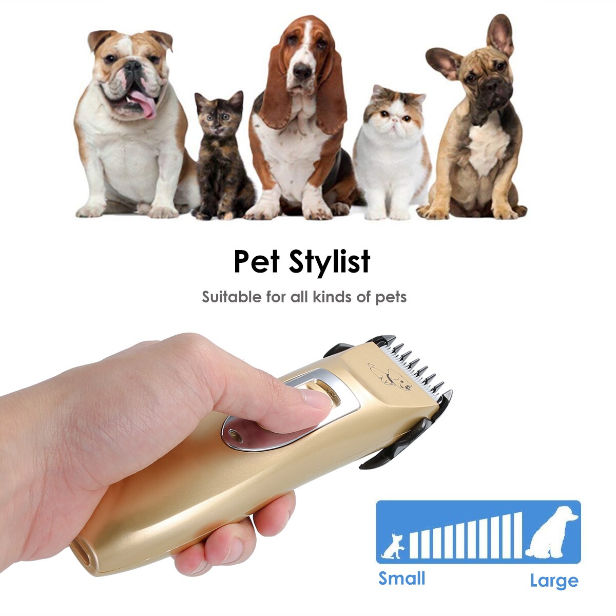 Pet Hair Clipper Low Noise Cordless Rechargeable Electric Dog Cat Grooming Trimming Kit Hair Clippers With AC Power Adapter