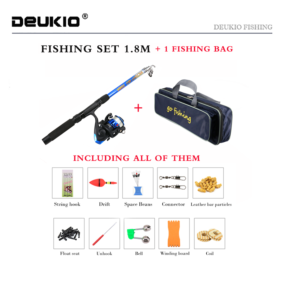 1.8M fishing rod combo spinning reel fishing set bag short travel stick carp bass pike boat rod full kit