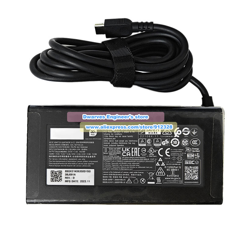 Genuine 20V 7A 140W AC Adapter ADL140YDC3A 5A11K06364 Laptop Charger For LENOVO IDEA PRO 14IRH8 I5-13500 LEGION SLIM 7I GEN 8