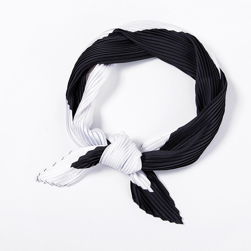 DVLWS gros soie-like femmes foulard plissé petit carré léopard imprimé écharpe cheveux bande décoration femmes écharpe: Black