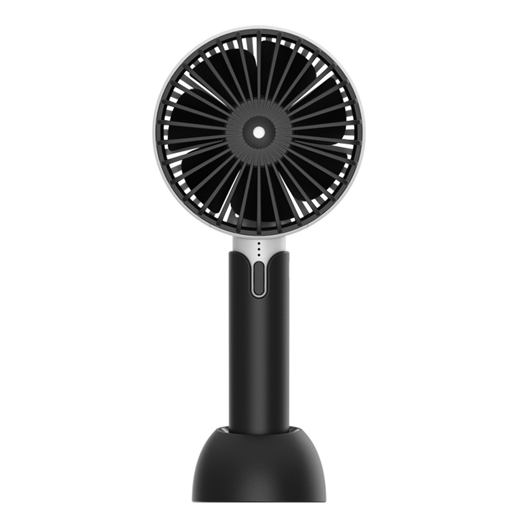 Portable Rechargeable Fan Air Cooler Operated Hand Held USB Solid Color Hand Portable Desktop Home Office Fan: Black