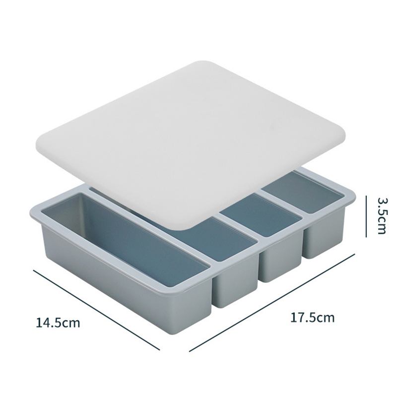 4 Cubes Giant Storage For Food Meal Sauce With Lid Silicone Freezer Trays Extra Large Soup Ice Tray Food Freezing Molds