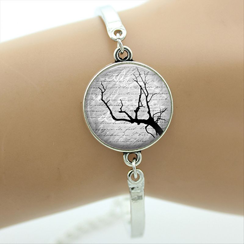 TAFREE Brand Gustav Klimt Tree Of Life Bracelet Silver-Plated Glass Dome Art Picture Bangles Men Jewelry D937: D947