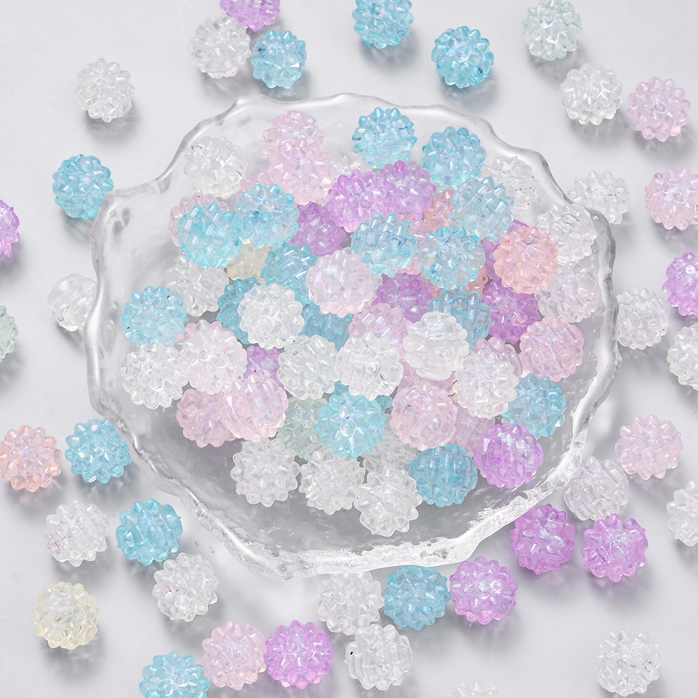 100Pcs 11mm Luminous Acrylic Rotund Spacer Beads Colorful Hedgehog Ball Beads For Jewelry Making DIY Necklace Earrings Bracelet: Default Title