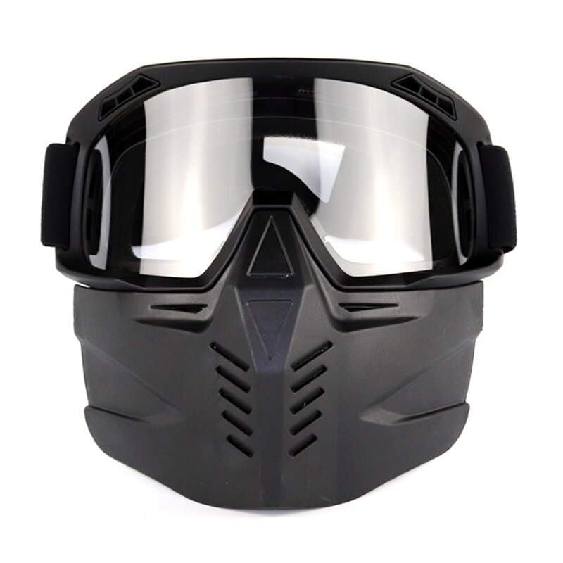 Motorhelm, fietsmasker, bril, afneembaar, waterdicht, hd anti-uv-bril, voor off-road motorcross, masker, bril: Zwart-helder