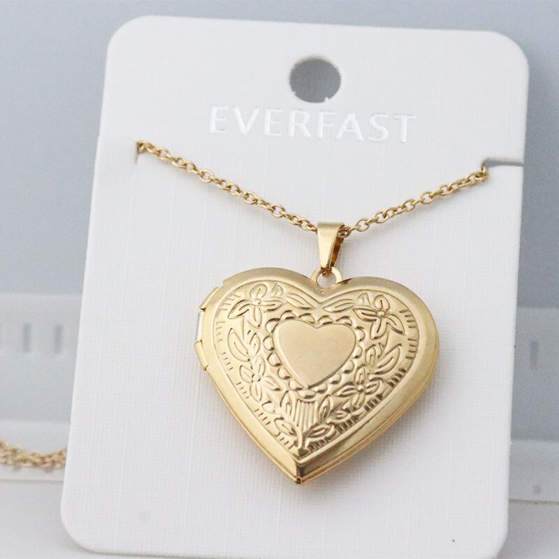 1Pc Kleine &amp; Medium Hart Fotolijst Hanger Kettingen Rvs Charmes Medaillon Ketting Vrouwen Geheugen Sieraden: Big heart gold