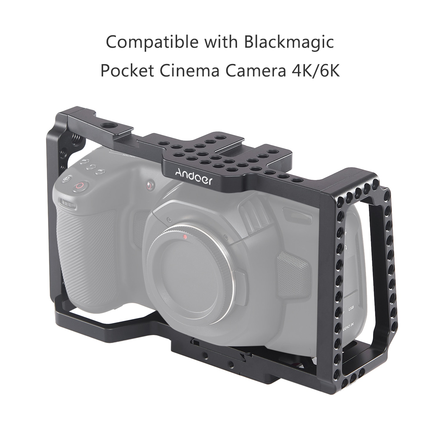 Andoer Camera Kooi Video Film Movie Maken Kooi Met Quick Release 1/4 Inch 3/8 Inch Shoe Mount Voor Camera 4K/6K Bmpcc 4K 6K