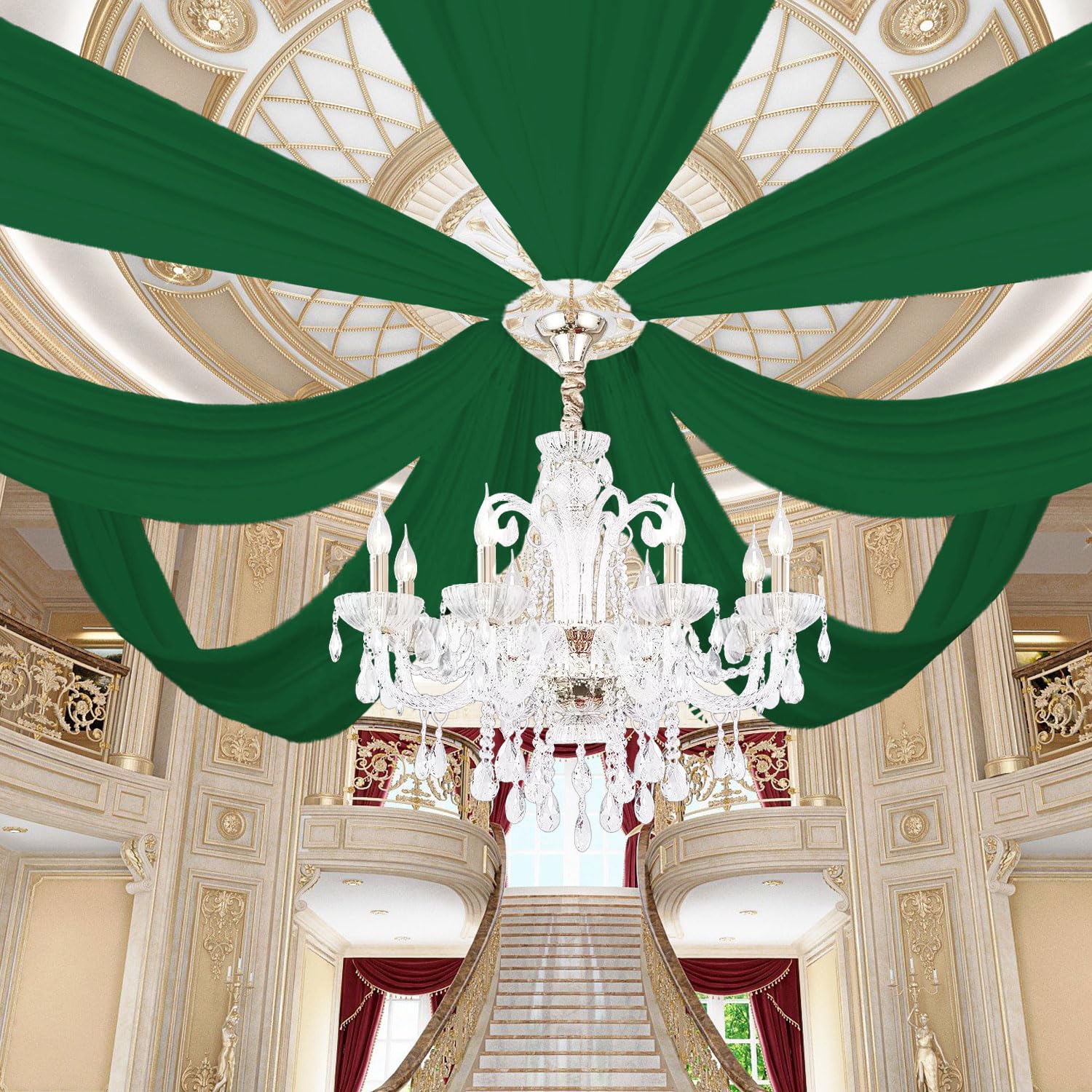 Draperies de plafond en mousseline de soie pour arche de mariage, tissu drapé, draperie blanche, décorations de plafond, scène de cérémonie de fête, Tyys: L / GRIS FONCÉ