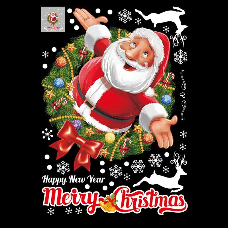 Merry Christmas Santa Claus Room Wall Sticker Mural Decor Decal Removable Christmas Window Stickers
