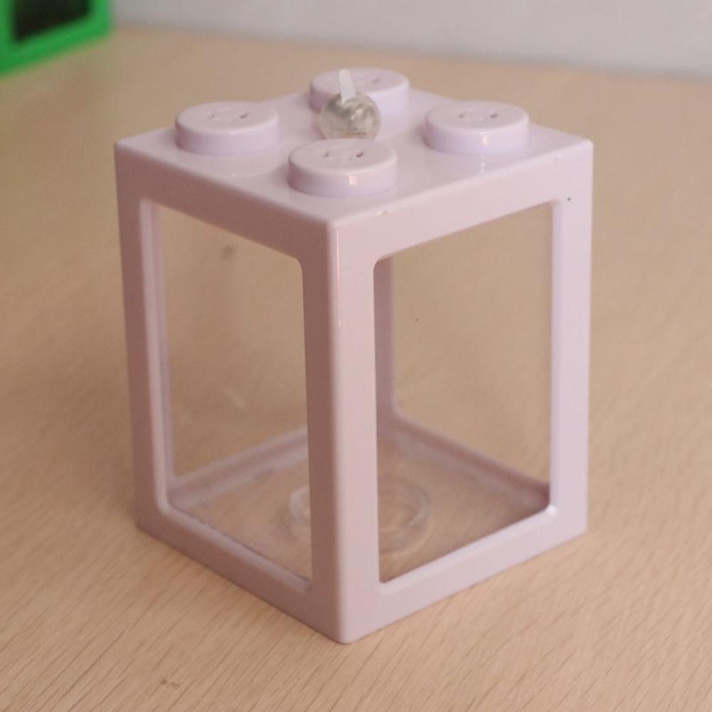 Acrylic Fish Bowl Office Ornamental Transparent Desktop Ecology Box with Light: White