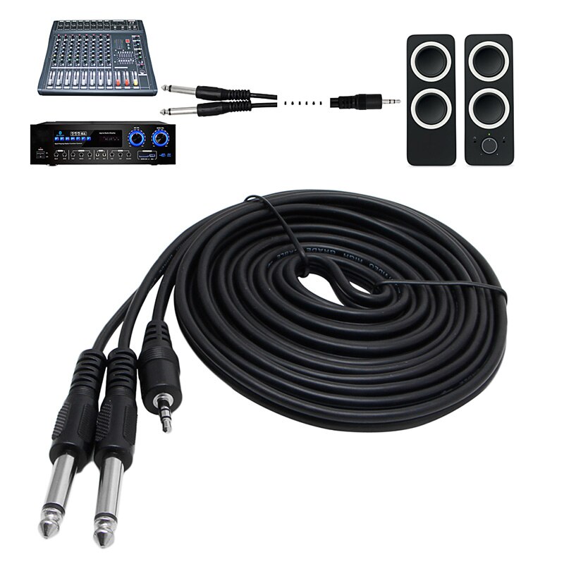 Doppio cavo da 6.35mm maschio da 1/4 "mono Jack a Jack stereo da 1/8" 3.5mm