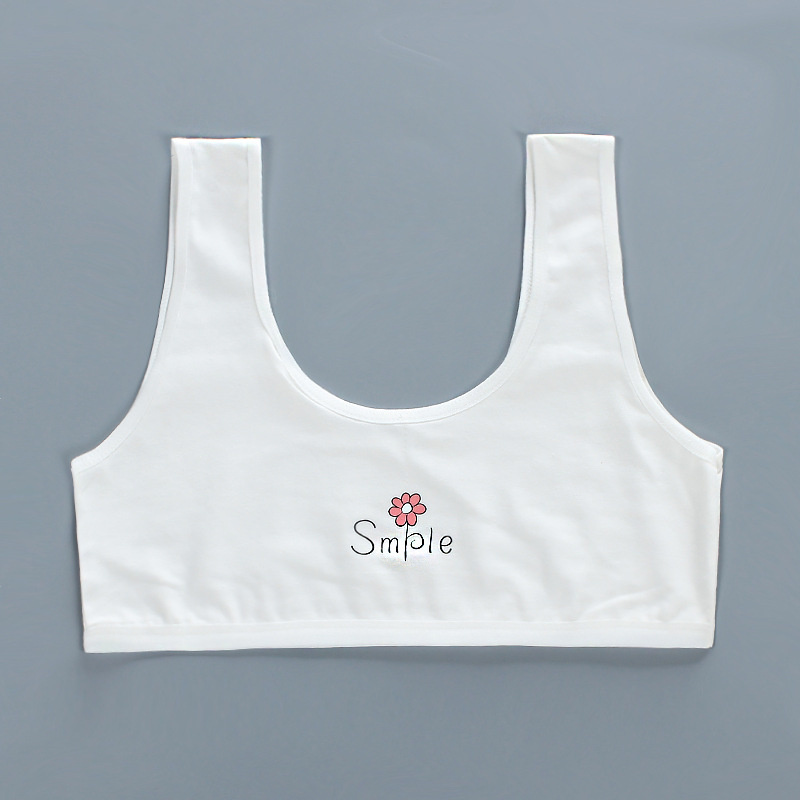 5 pz/lotto ragazze Lingerie adolescenti cotone allenamento reggiseno biancheria intima doppio strato Anti Bump Vest mezze parti superiori vestiti Junior senza coppa Tee: 5pcs White