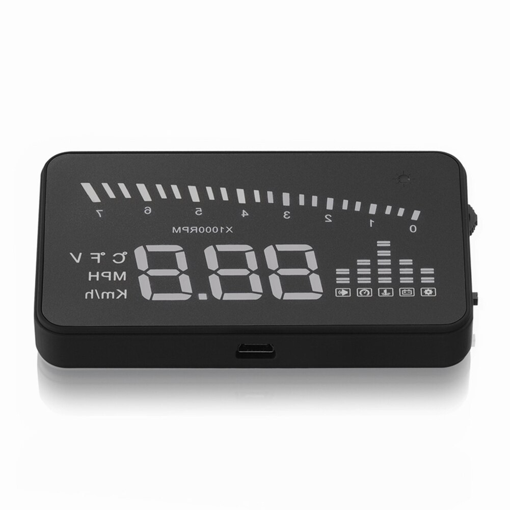 X5 3" Car Projector HUD Head Up Display Speed Fuel Warning OBD II Speedometer Screen 3 inch HD