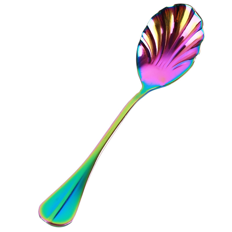 Coffee Spoon Stainless Steel Shell Tea Spoon Cake Dessert Fruit Fork Stirring Mini Spoon Dropshiping: Multi