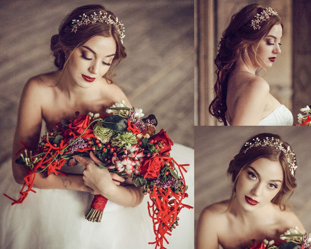ZMHP236 de enredadera para el cabello de la boda joyería de pelo de la flor de diadema de hojas de pelo de las mujeres de la tocado Hairwear
