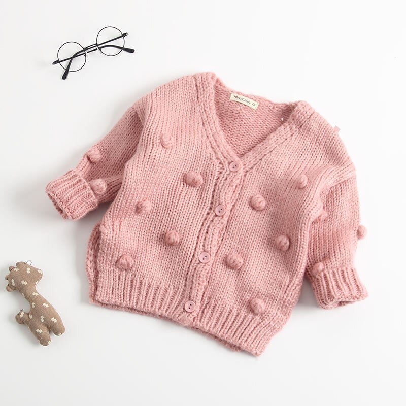 Heißer 1-3 Jahre Alt Baby Mädchen Pullover Kind Winter Ball In Hand Unten Pullover Strickjacke Jacke Strickjacke Für mädchen Mädchen Strickjacke