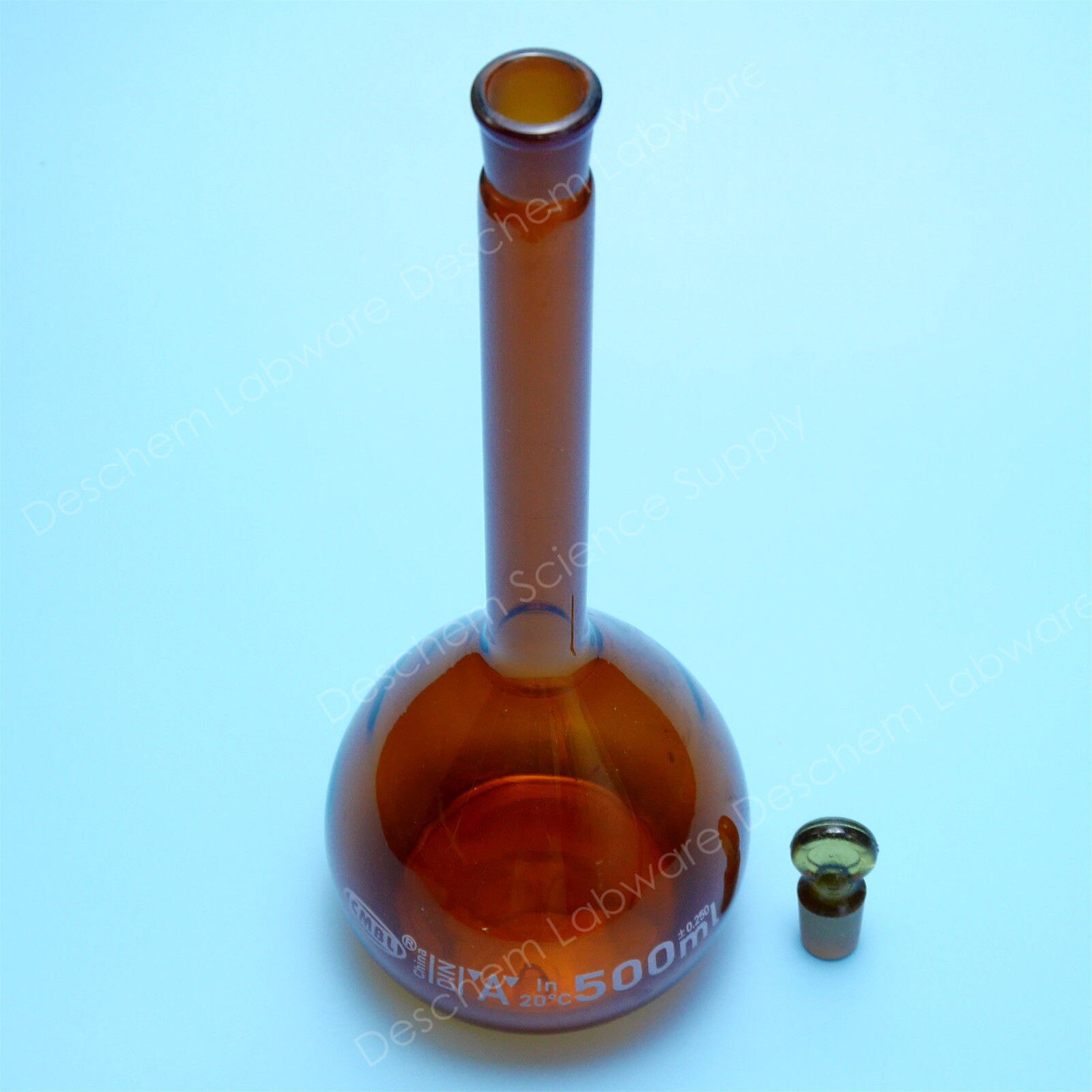 500ml,Amber Brown Volumetric Flask,Glass Bottle,W/Stopper,Lab Chemical Glassware