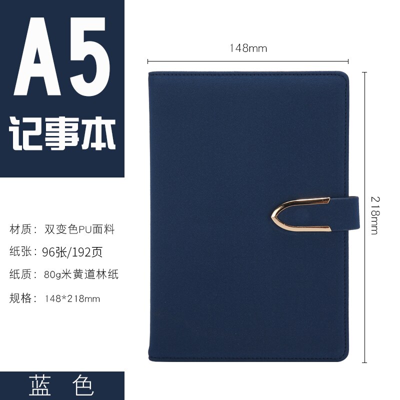 A5 metalen gesp notitieboekje en notitieblok dagelijks kantoor zakelijke vergadering dagboek organisator planner persoonlijke agenda: A5 -  blauw
