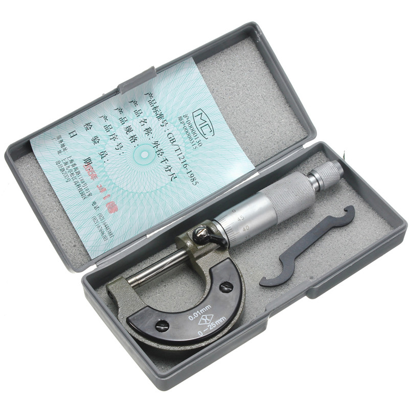 0-25mm 0.01mm Buiten Externe Metric Gauge Micrometer Nauwkeurig Meetinstrument met Doos Machinist Meten Toos