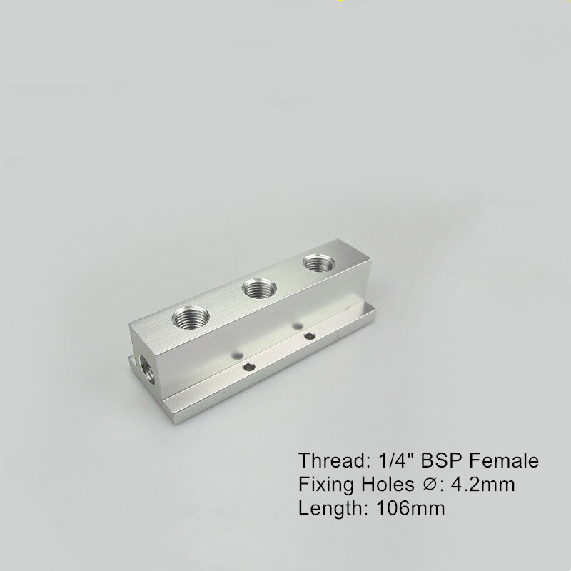 1/4" BSP Female Thread T Shaped Aluminium Pneumatic Manifold Splitter Block Quick Connector Distributor Air Compressor Fitting: 3 Way 5 Port