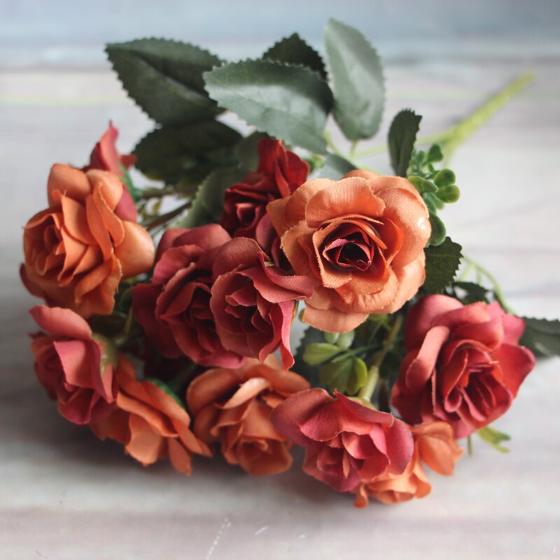 Austin 15 heads Autumn Silk Flowers Artificial Rose Wedding Party Home Floral Flower Arrangement Peony: Orange