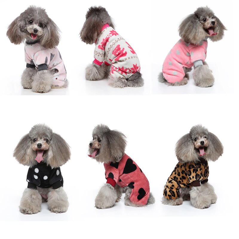 Pomeranian Clothing Dog Pajamas Winter Dog Clothes Print Warm Jumpsuits Coat for Small Dogs Puppy Dog Cat Chihuahua
