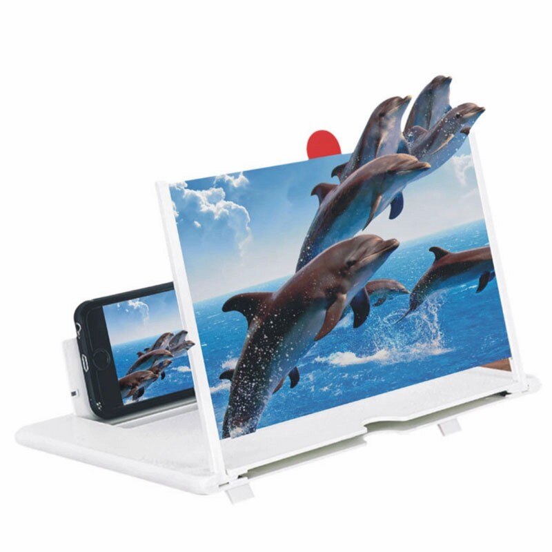 14 inch HD Screen Magnifier Video Amplifier Cell Mobile Phone Foldable 3D Zoom Enlarged Screen Expander Non-Slip Bracket Stand: 14 inch-white