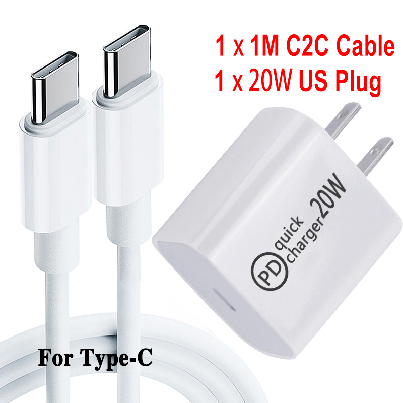 Adaptador de cargador USB tipo C, carga rápida de teléfono, PD, 20W, para iPhone 12, 11 Pro Max, X, Xs, Xr, 7, AirPods, iPad, Huawei, Xiaomi, Samsung: US C2C