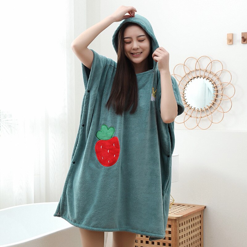 Bata de baño de microfibra para mujer, Toalla de baño suave para adultos, Textiles para el Hogar, baño y Sauna: green
