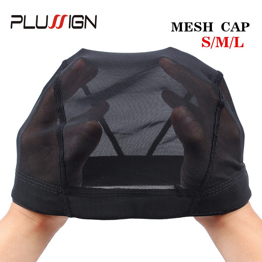 Plussign-gorro de malla con agujeros transpirables para pelucas, herramientas para hacer pelucas, tamaño S M L, color negro, 2 unids/lote