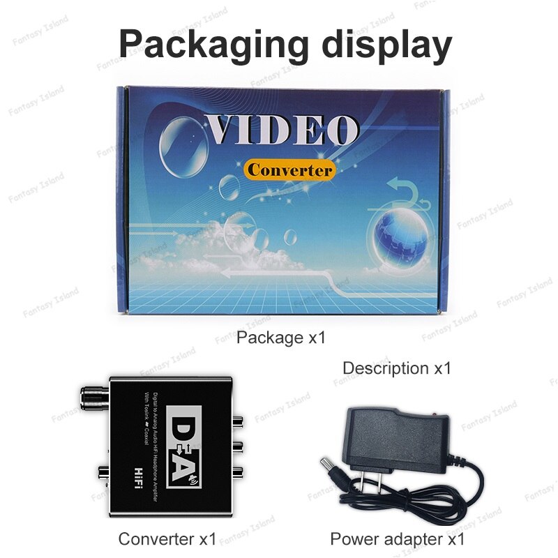 HW-30DA Digital to analog fiber converter coaxial to 5.1 channel audio decoder 3.5 headphone with adjustment