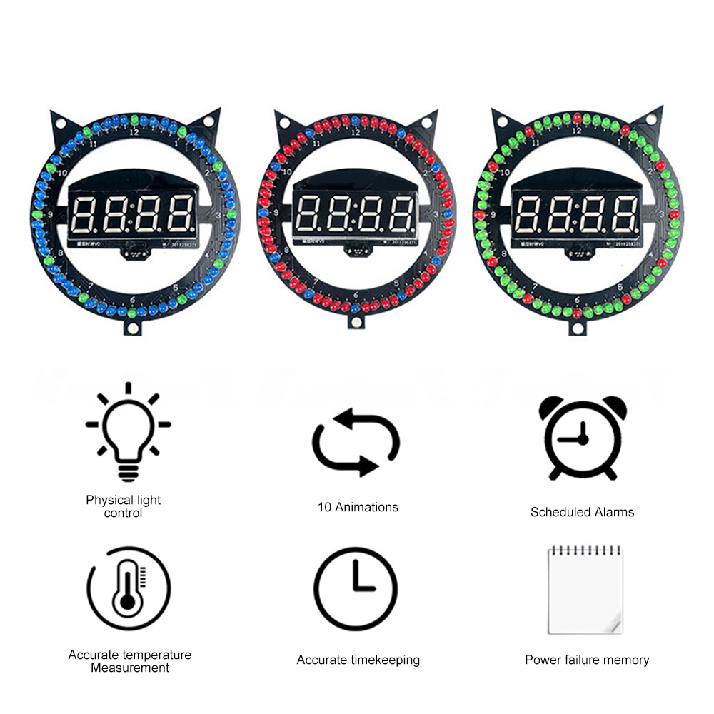 LED Fun Réveil DIY Électronique À Souder Kit Multi-fonction Horloge Lumière Contrôle Température Assemblée Kit De Soudage