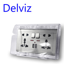 Delviz UK standaard schakelaar socket Beschermende doos stofkap voor stopcontact Rechthoekige switch box huishoudelijke waterdichte cover box