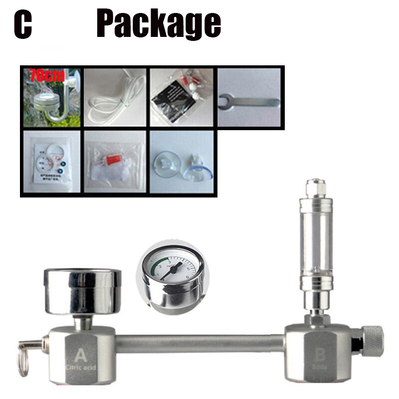 Akvarium  co2 regulatorsystem sett  co2 diffusorgenerator med ventilboble forstøver solenoid fisketank karbondioksid til planter: C