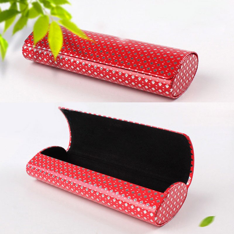 Capa dura protetor de óculos 1 pçs portátil pacote de óculos viagem acessórios óculos de sol caixa de armazenamento de couro do plutônio caixas de eyewear: Vermelho