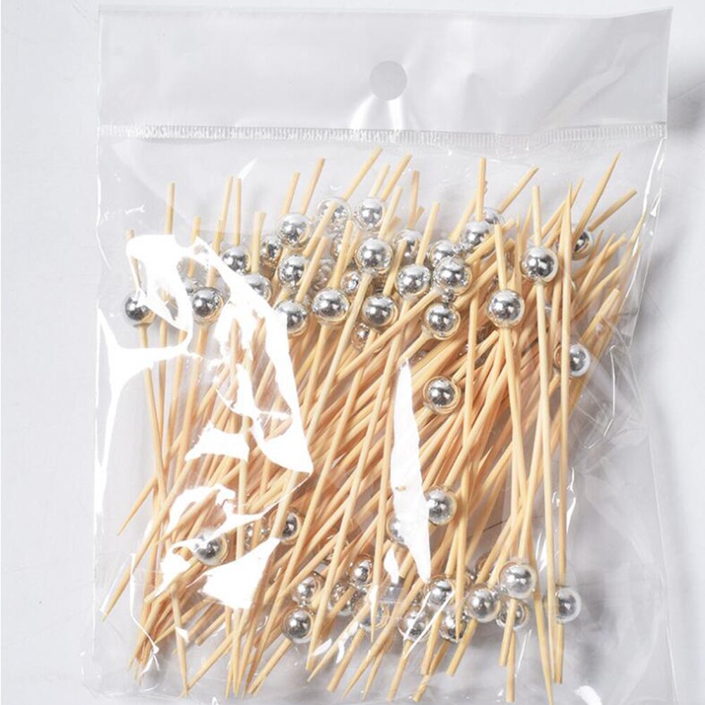 100 Pcs 12 Cm Cocktail Picks Wegwerp Handgemaakte Ronde Tandenstokers Feestartikelen Voorgerecht Picks Voor Fruit Broodjes