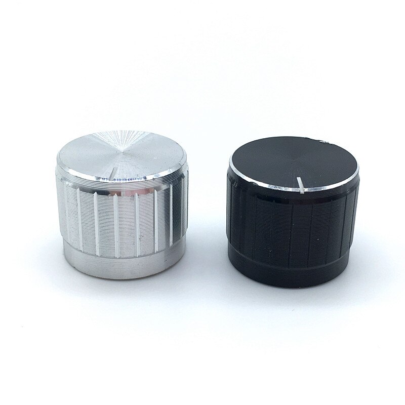 5 Stks/partij Zwart Zilver Aluminium Potentiometer/Encoder Knoppen Schakelaar Caps 21x17MM