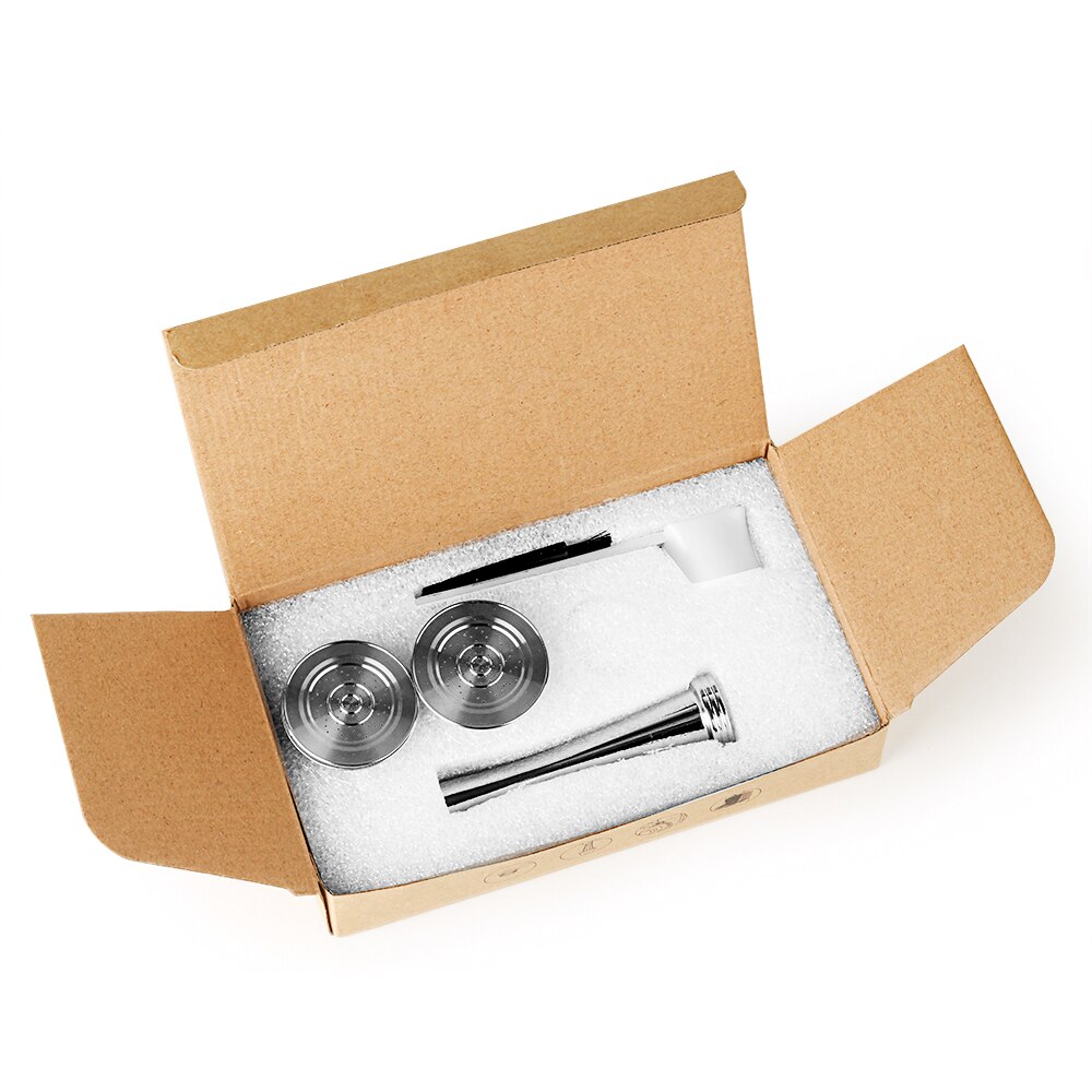 Eco Friendly Packing Box Refillable Capsule For Nespresso Reusable Satinless Steel Crema Maker Reusable Pod: 2Capsules 1Tamper