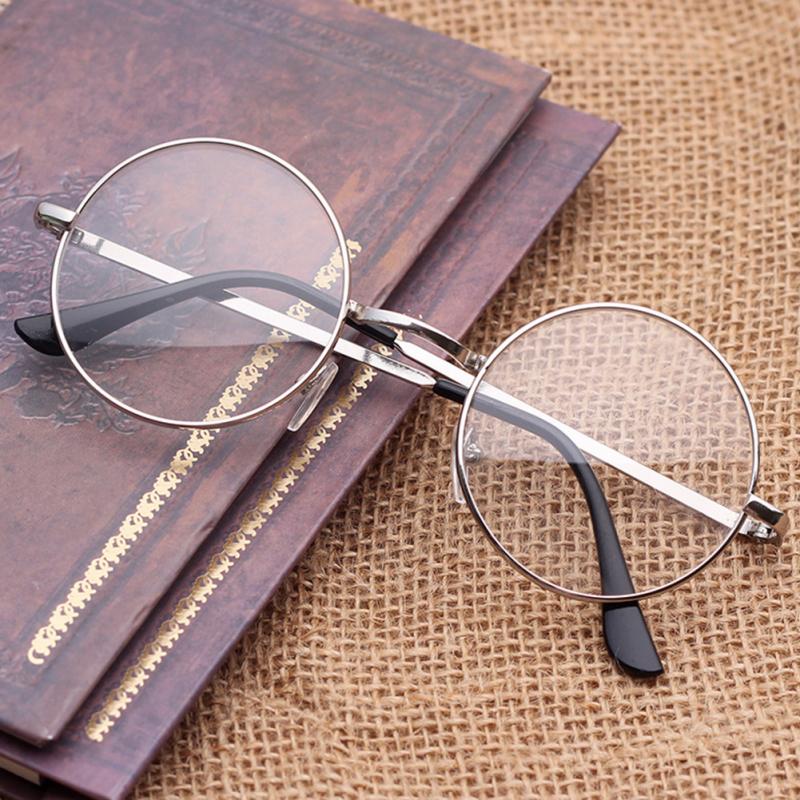 Round Metal Decorative Plain Eyewear Glass Unisex Optical Glasses UV Protective Windproof Eyeglasses