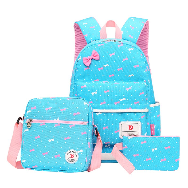 3 Pecs/Set Mode Boog Gedrukt Orthopedische School Tassen Voor Tienermeisjes Schooltas Voor Primaire Student Zoete En Leuke rugzak