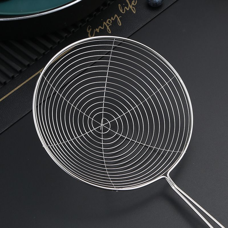 Solid Stainless Steel Spider Strainer Skimmer Ladle for Cooking and Frying, Kitchen Utensils Wire Strainer Pasta Strainer Spoon