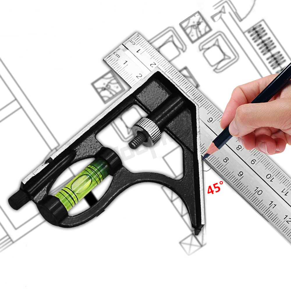30cm combination square ruler 45 90 Degree angle rulers stainless steel engineering surveying drawing tools