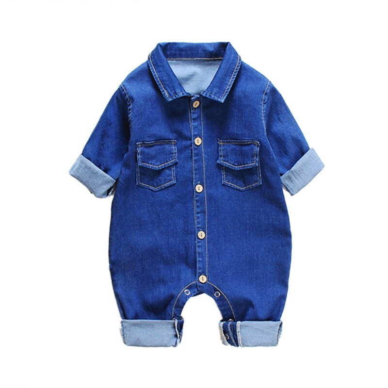 Baby Kleding Jongens Rompertjes Lange Mouwen Cartoon Print Denim Romper Kids Casual Jongen Jumpsuit