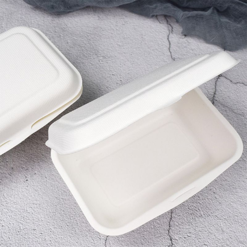 50Pcs 450ML Eco-friendly Disposable Takeout Food Containers Degradable Lunchbox H55A