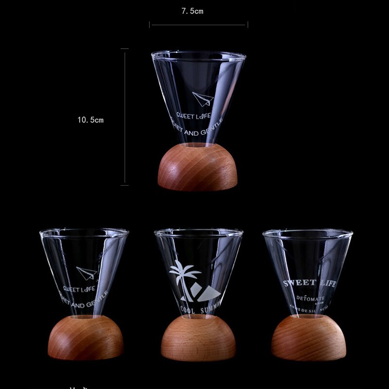 Kegel Glas Cocktail Kristallen Glazen Bar Saloon Party Martini Drinken Whisky Wodka Wijn Cup Met Houten Base Bar