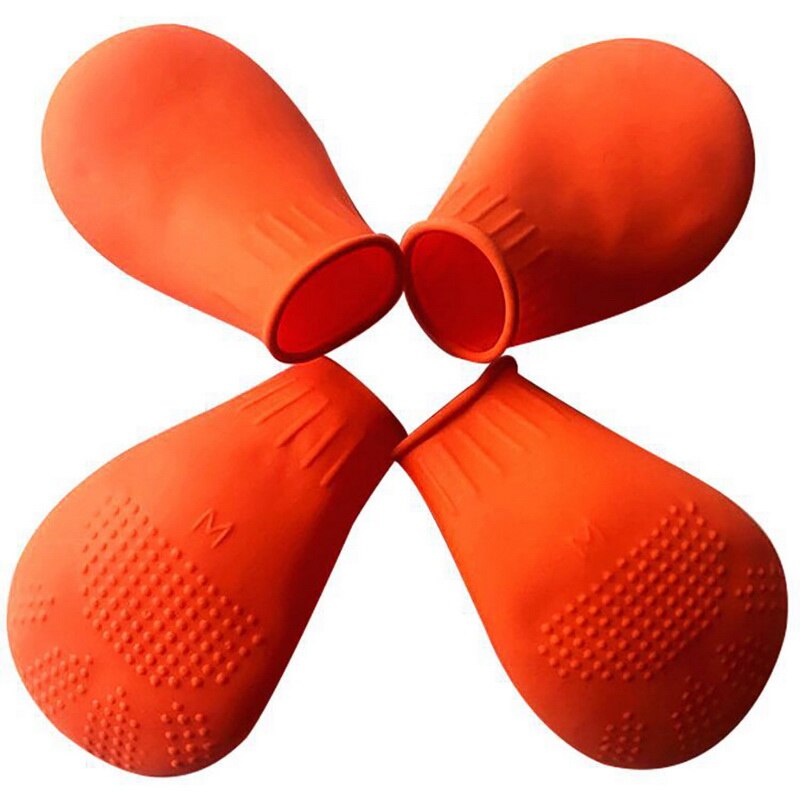 4 stuks/set regenschoenen voor huisdieren, snoepkleurige rubberen waterdichte antislipschoenen voor honden, buitenlaarzen voor de verzorging van poten van huisdieren, antislipschoenen voor puppy's: Oranje / M