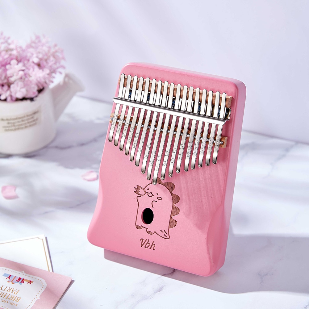 1 einstellen 17 Schlüssel Kalimba Musical Instrument Mahagoni Holz Daumen Finger Klavier Afrikanische Sanza Mbira mit stimmen Hammer Aufkleber Rosa