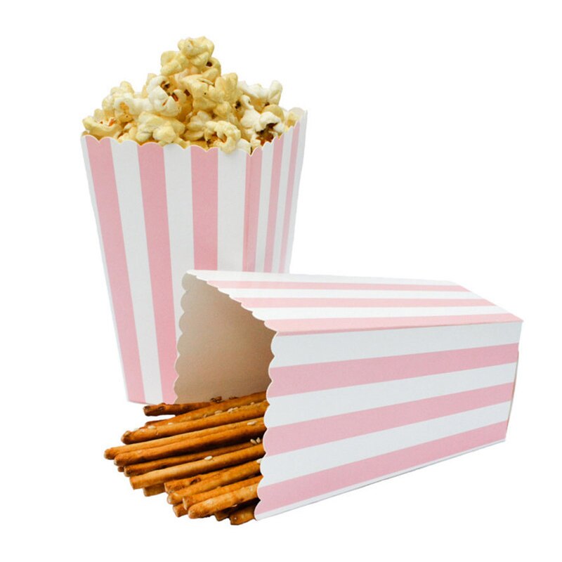 12 stk farverige stribe papir popcorn kasser bryllup dekoration pop majs favor poser jul fødselsdagsfest forsyninger