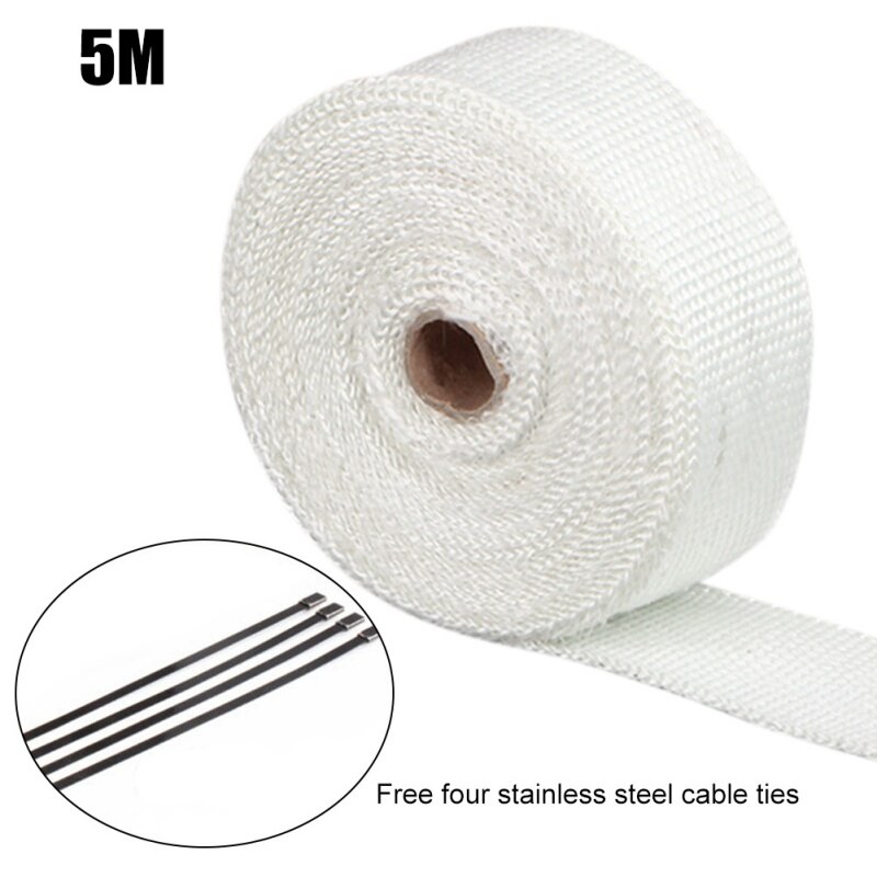 5M/10M Motorcycle Exhaust Thermal Tape Header Heat Wrap Manifold Insulation Roll Resistant with Stainless Ties Car Accessories: A1