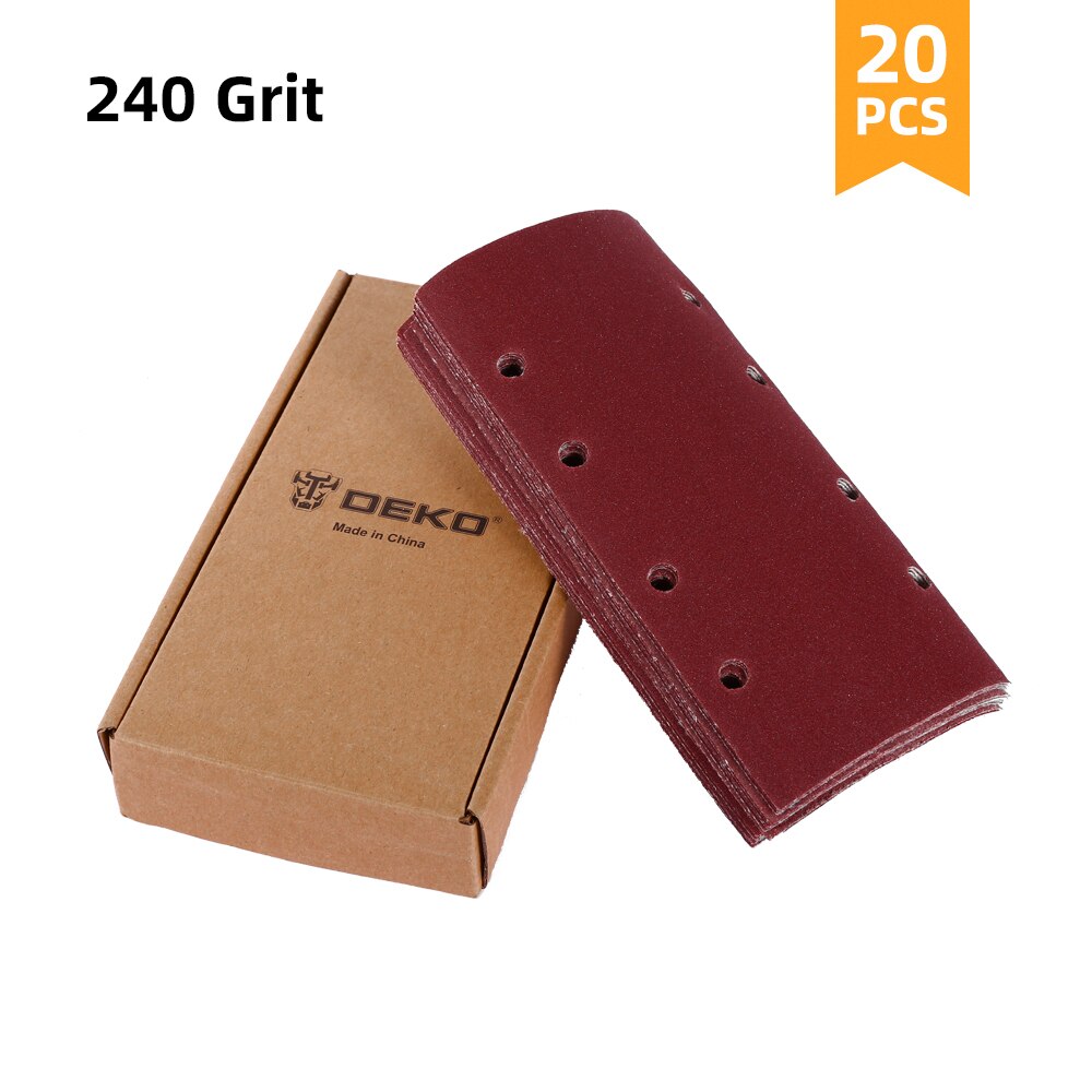 DEKO 20pcs Flat sandpaper, Sanding Paper ,Grit 40-400,Widely used in metal, woodworking for DKFS16Q1: 240 Grit